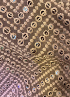 Grey Embroidered Chikankari Georgette Sequins Work Fabric ( 1 Mtr ) - Luxurion World