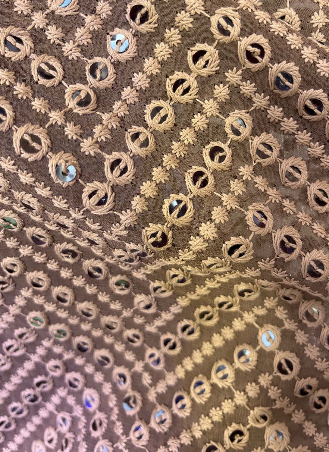 Grey Embroidered Chikankari Georgette Sequins Work Fabric ( 1 Mtr ) - Luxurion World