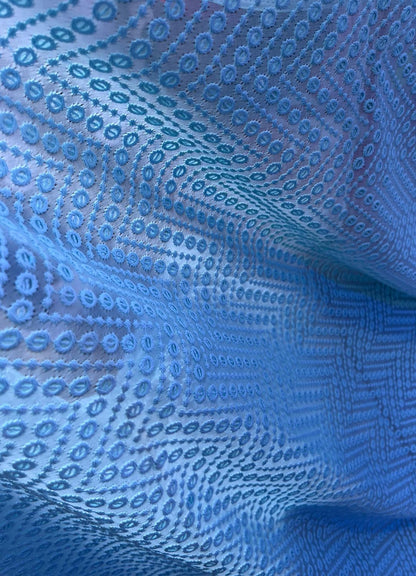Blue Embroidered Chikankari Georgette Sequins Work Fabric ( 1 Mtr ) - Luxurion World