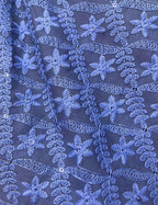 Stunning Blue Chikankari Georgette Fabric with Intricate Embroidery - Luxurion World