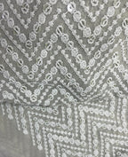 Stunning Grey Chikankari Georgette Fabric with Elegant Embroidery - Luxurion World