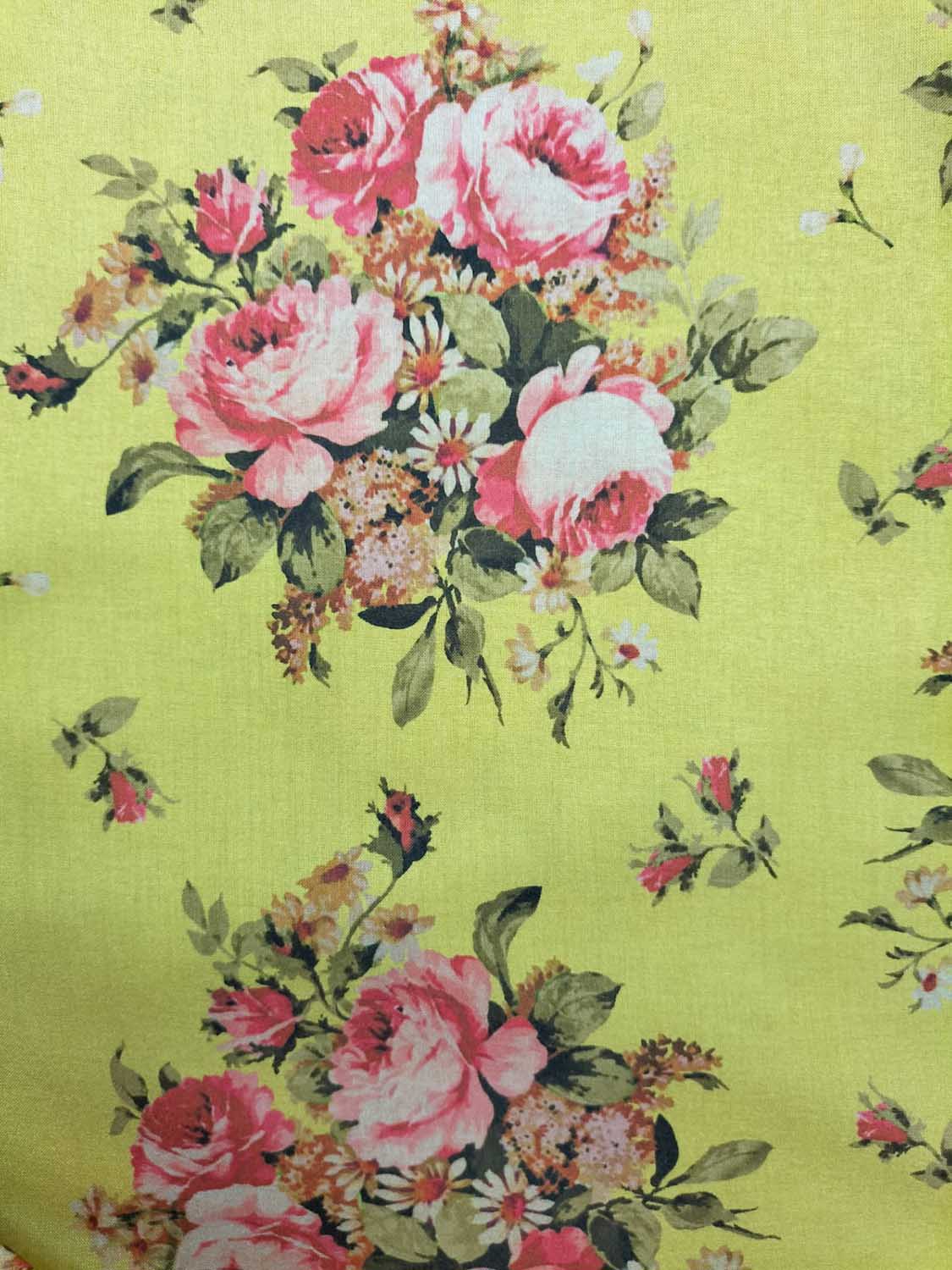 Yellow Digital Printed Silk Fabric - Luxurion World