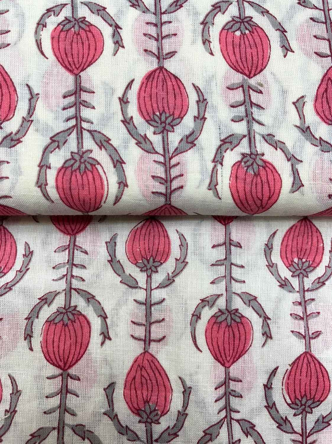 Off White Digital Printed Cotton Fabric ( 1 Mtr ) - Luxurion World