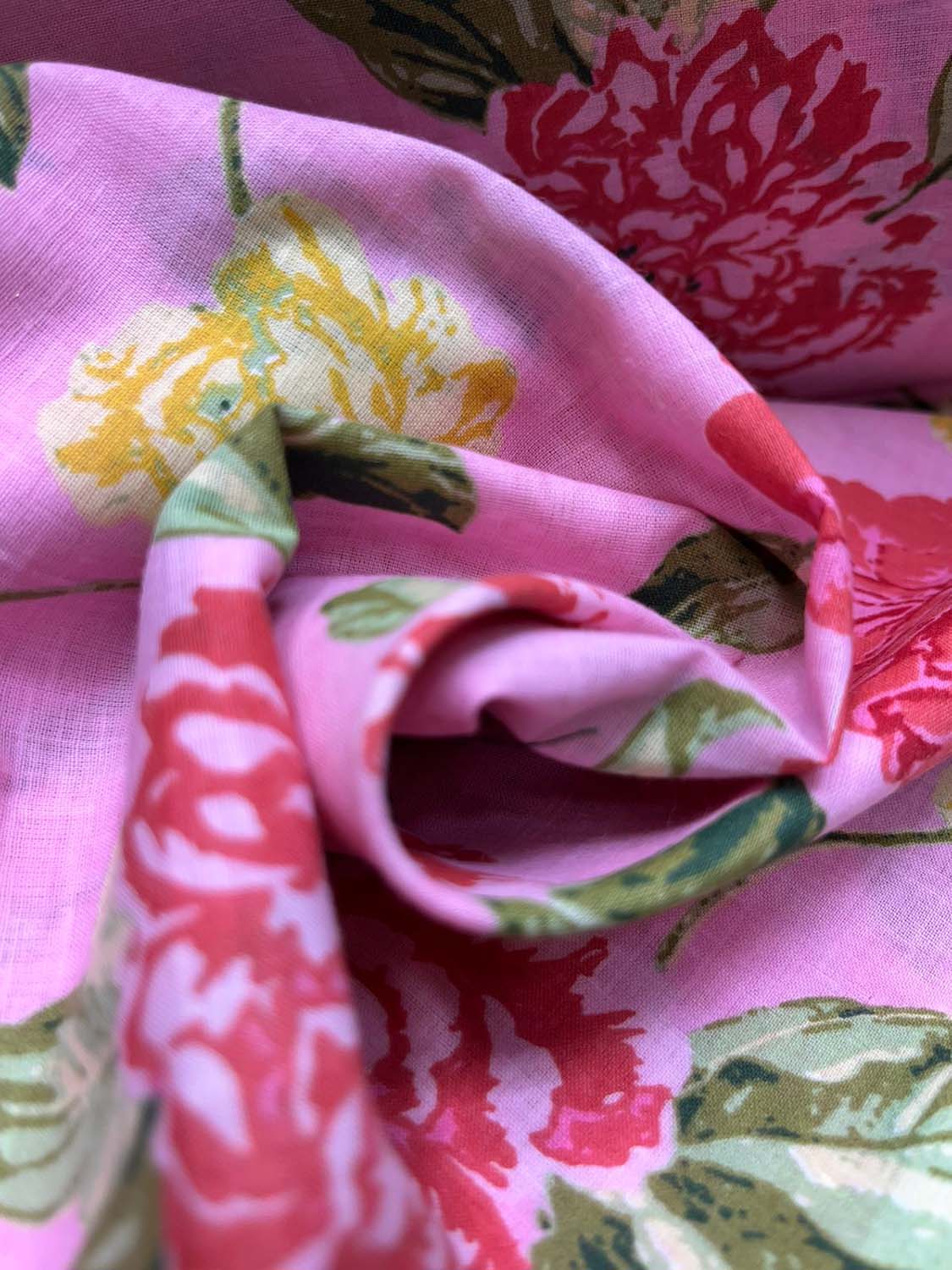 Pink Digital Printed Cotton Fabric ( 1 Mtr )