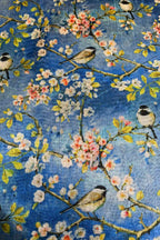 Blue Digital Printed Tussar Silk Fabric ( 1 Mtr ) - Luxurion World