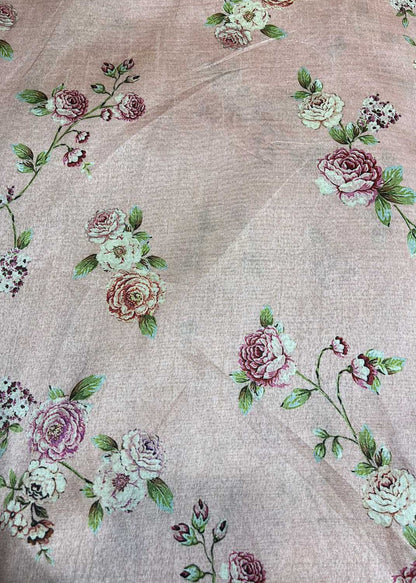 Pastel Digital Printed Tussar Silk Fabric ( 1 Mtr )