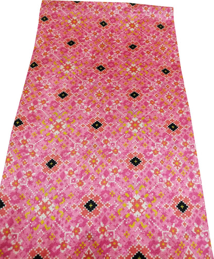 Pink Digital Printed Tussar Silk Fabric ( 1 Mtr ) - Luxurion World