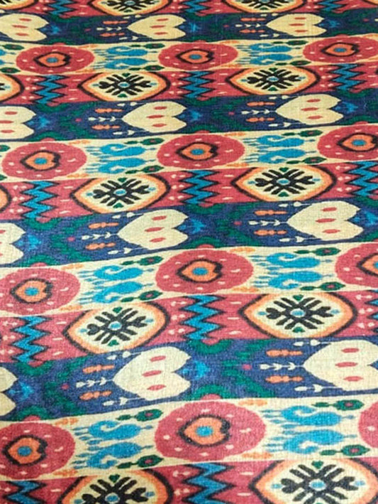 Multicolor Digital Printed Tussar Silk Fabric ( 1 Mtr ) - Luxurion World