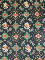 Black Digital Printed Tussar Silk Fabric ( 1 Mtr ) - Luxurion World