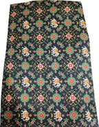 Black Digital Printed Tussar Silk Fabric ( 1 Mtr ) - Luxurion World