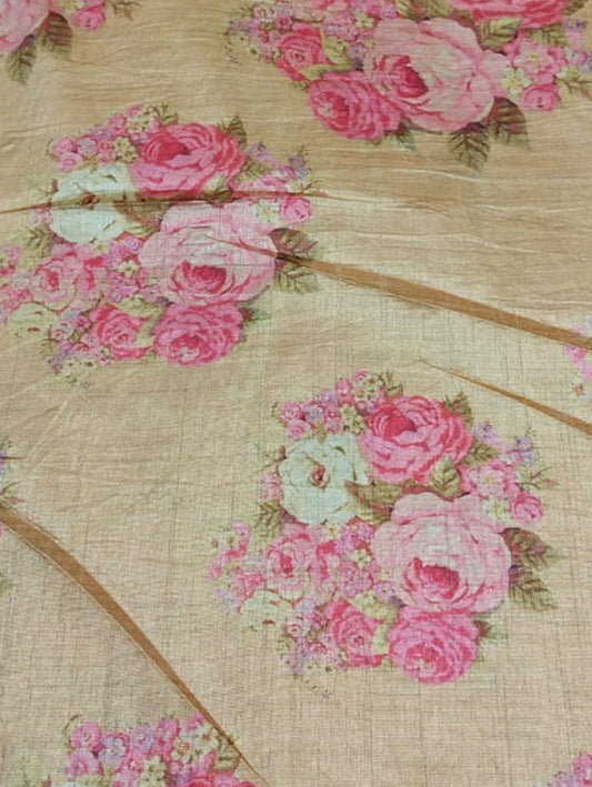 Pastel Digital Printed Tussar Silk Fabric ( 1 Mtr ) - Luxurion World