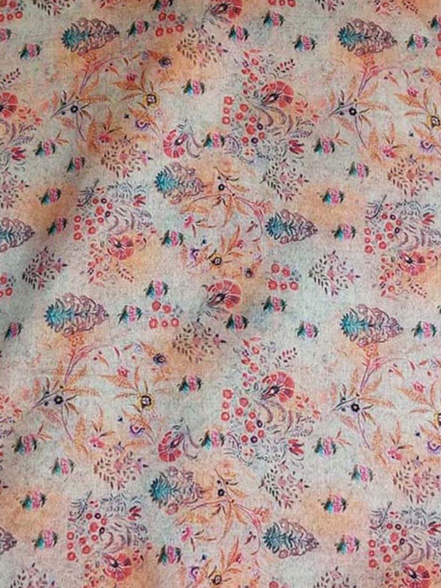 Multicolor Digital Printed Tussar Silk Fabric ( 1 Mtr ) - Luxurion World