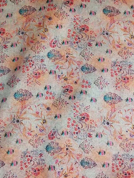 Multicolor Digital Printed Tussar Silk Fabric ( 1 Mtr ) - Luxurion World