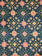 Black Digital Printed Tussar Silk Fabric ( 1 Mtr ) - Luxurion World