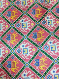 Pink Digital Printed Tussar Silk Fabric ( 1 Mtr ) - Luxurion World