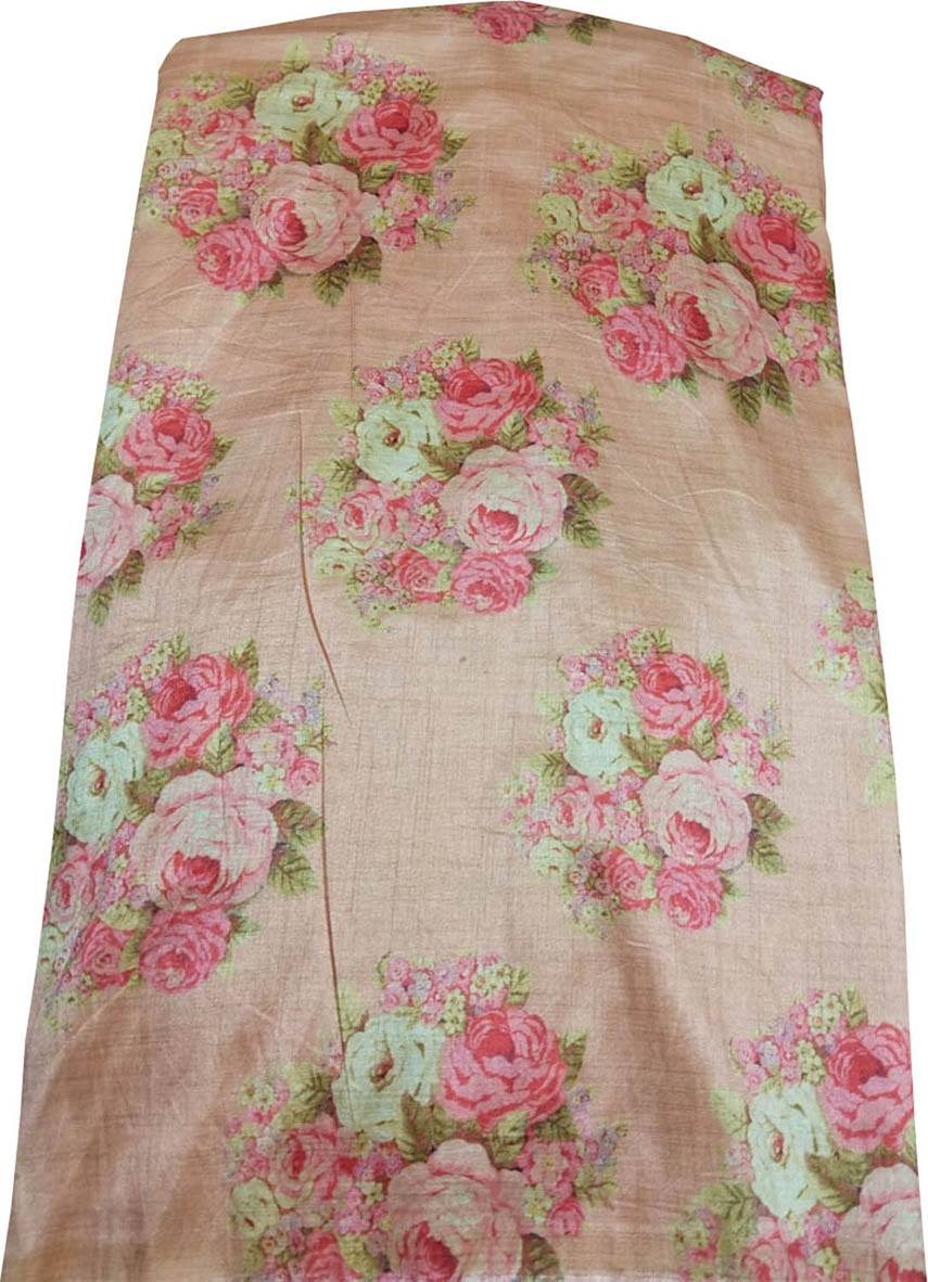 Pink Digital Printed Tussar Silk Fabric ( 1 Mtr ) - Luxurion World