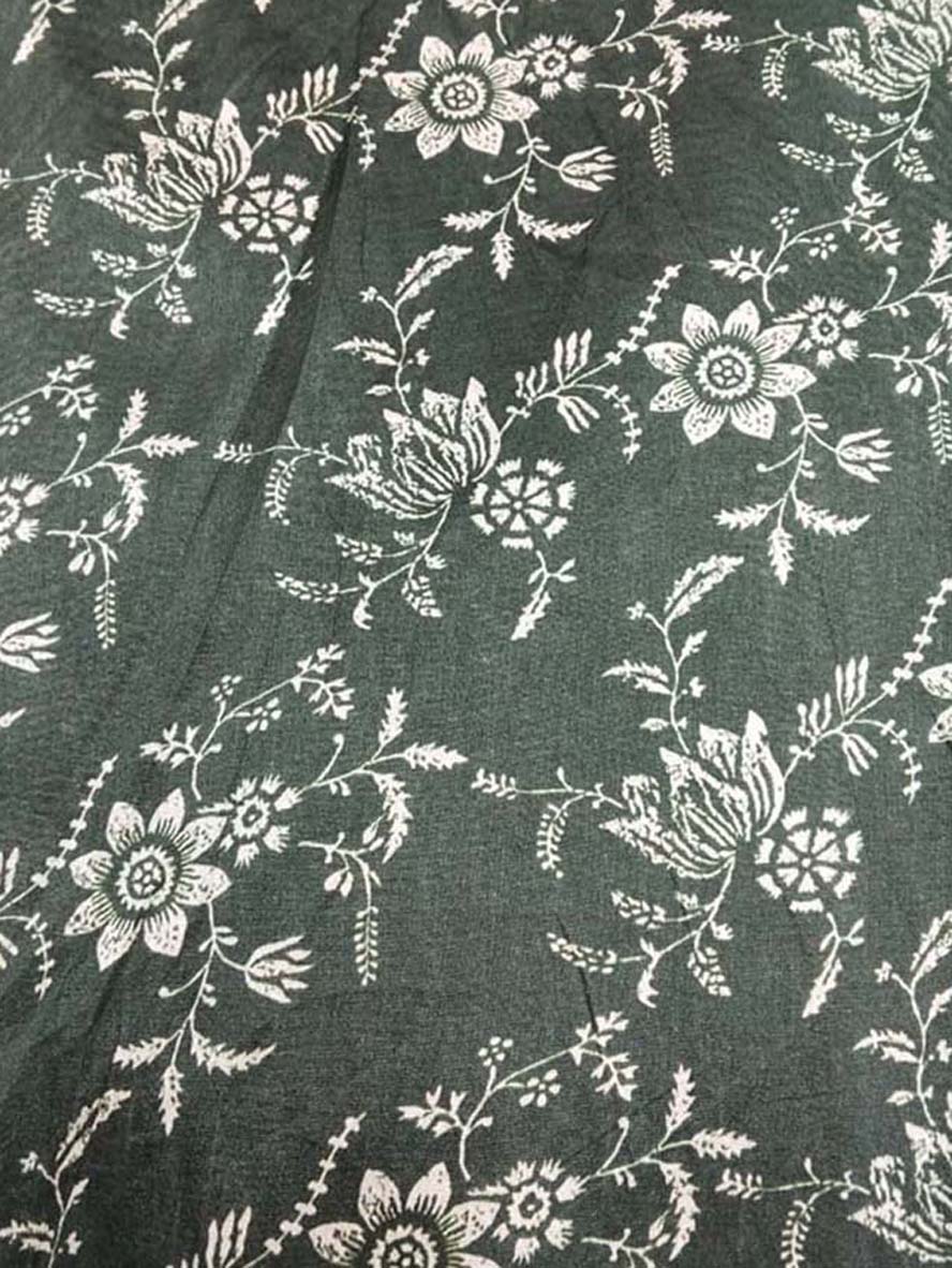 Black Digital Printed Tussar Silk Fabric ( 1 Mtr ) - Luxurion World