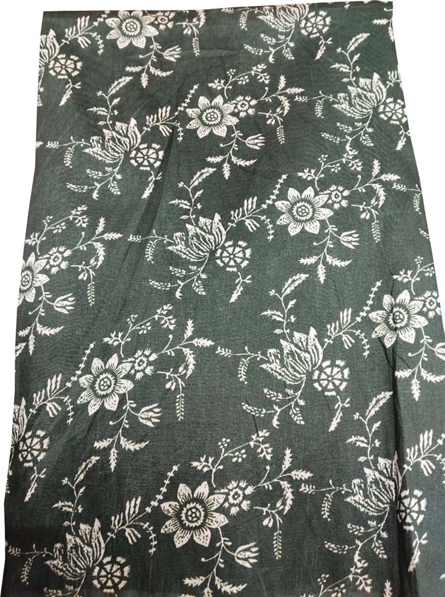 Black Digital Printed Tussar Silk Fabric ( 1 Mtr ) - Luxurion World