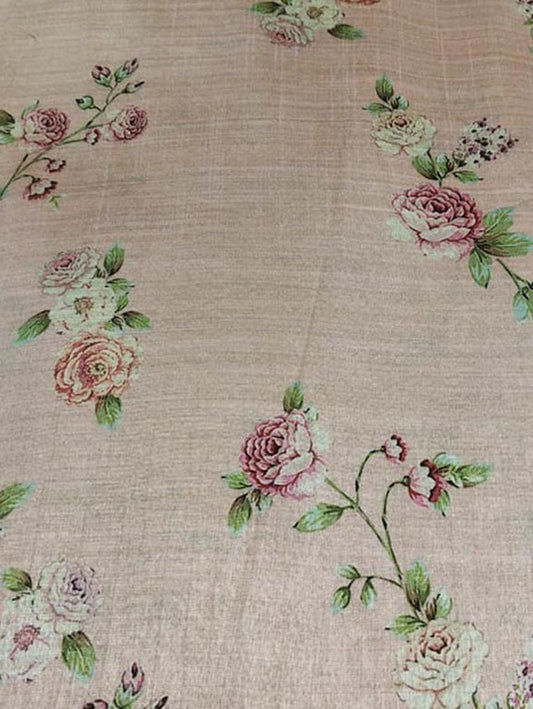 Pastel Digital Printed Tussar Silk Fabric ( 1 Mtr ) - Luxurion World