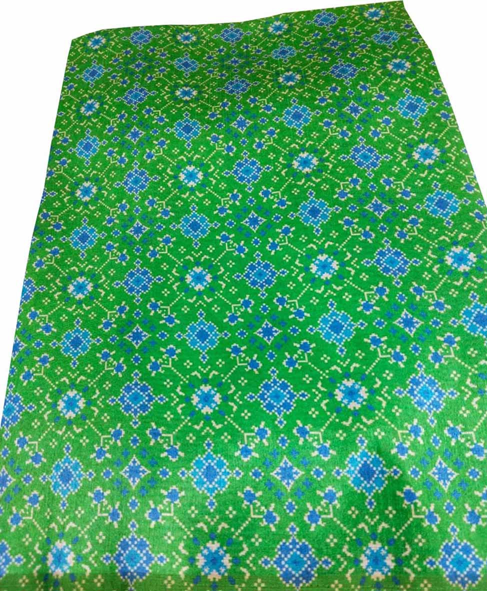 Green Digital Printed Tussar Silk Fabric ( 1 Mtr ) - Luxurion World