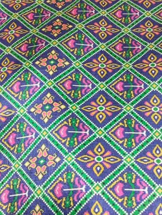 Multicolor Digital Printed Tussar Silk Fabric ( 1 Mtr ) - Luxurion World