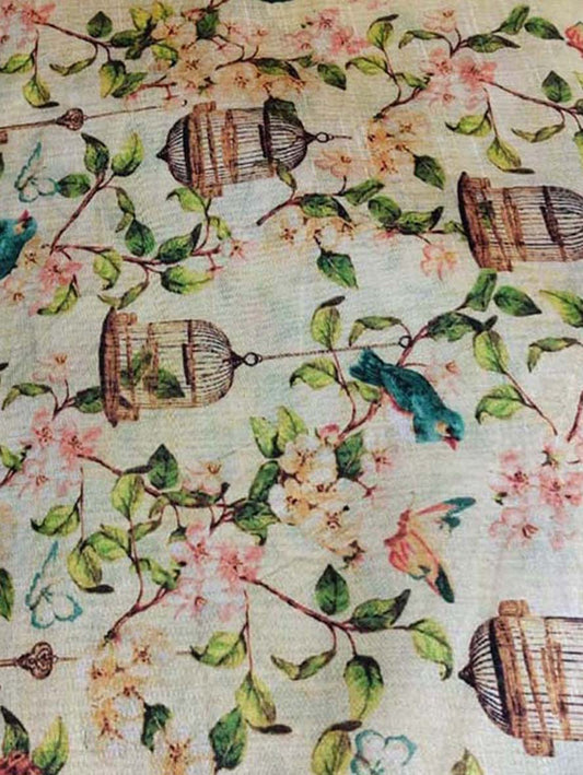 Pastel Digital Printed Tussar Silk Fabric ( 1 Mtr ) - Luxurion World
