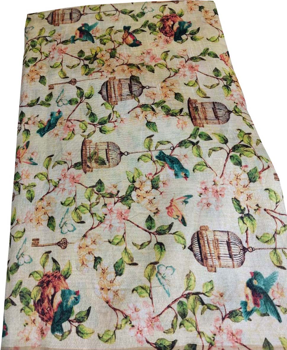 Pastel Digital Printed Tussar Silk Fabric ( 1 Mtr ) - Luxurion World