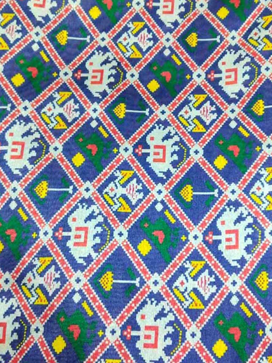 Blue Digital Printed Tussar Silk Fabric ( 1 Mtr ) - Luxurion World