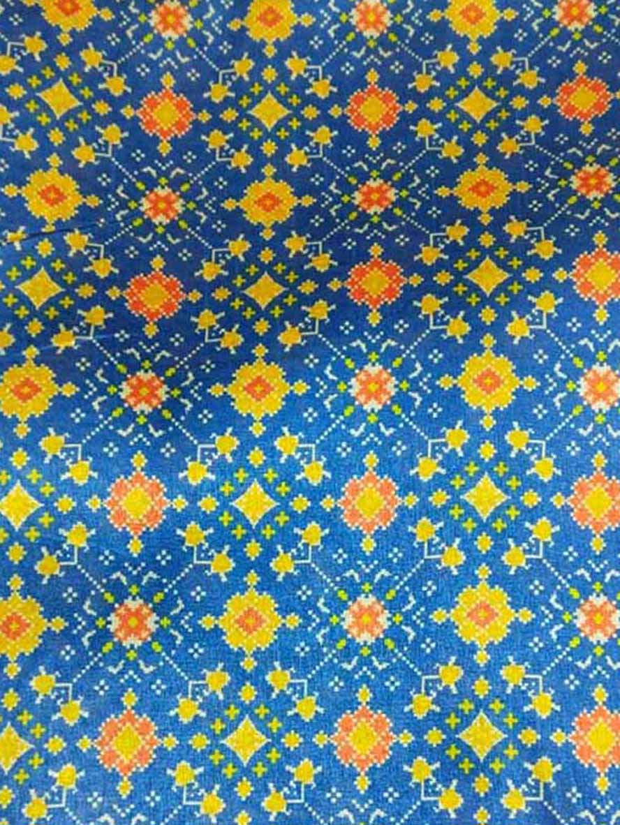 Blue Digital Printed Tussar Silk Fabric ( 1 Mtr ) - Luxurion World