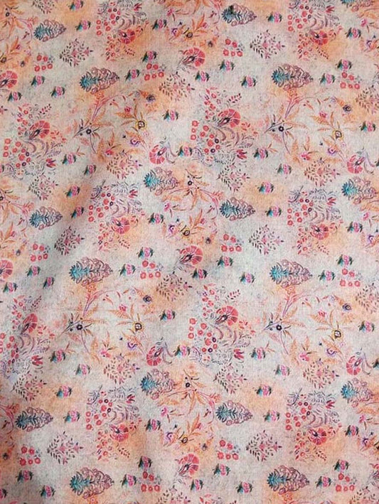 Multicolor Digital Printed Tussar Silk Fabric ( 1 Mtr ) - Luxurion World