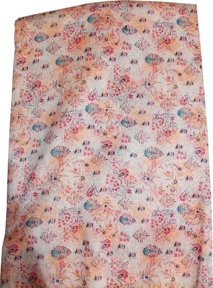 Multicolor Digital Printed Tussar Silk Fabric ( 1 Mtr ) - Luxurion World