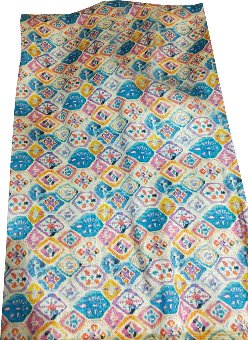 Multicolor Digital Printed Tussar Silk Fabric ( 1 Mtr ) - Luxurion World