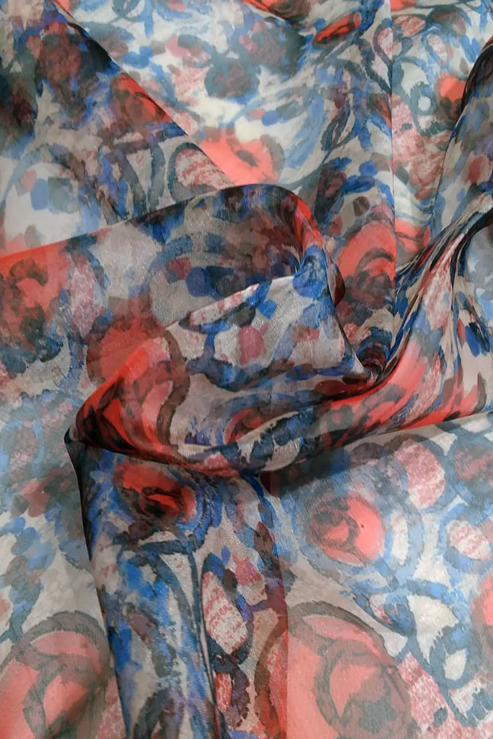 Multicolor Digital Printed Organza Silk Fabric ( 1 Mtr ) - Luxurion World