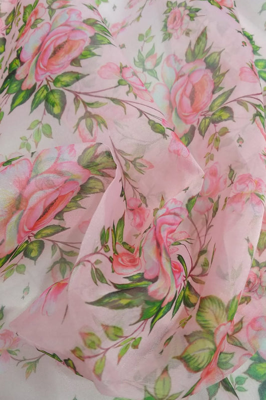 Multicolor Digital Printed Organza Silk Fabric ( 1 Mtr ) - Luxurion World