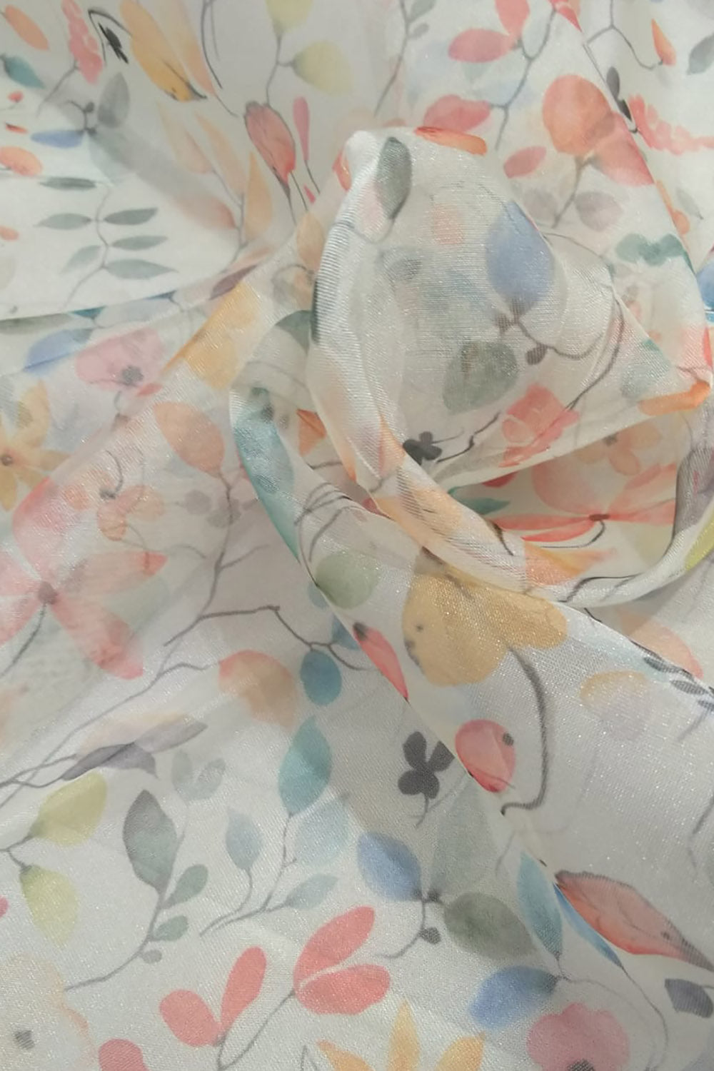 Multicolor Digital Printed Organza Silk Fabric ( 1 Mtr ) - Luxurion World