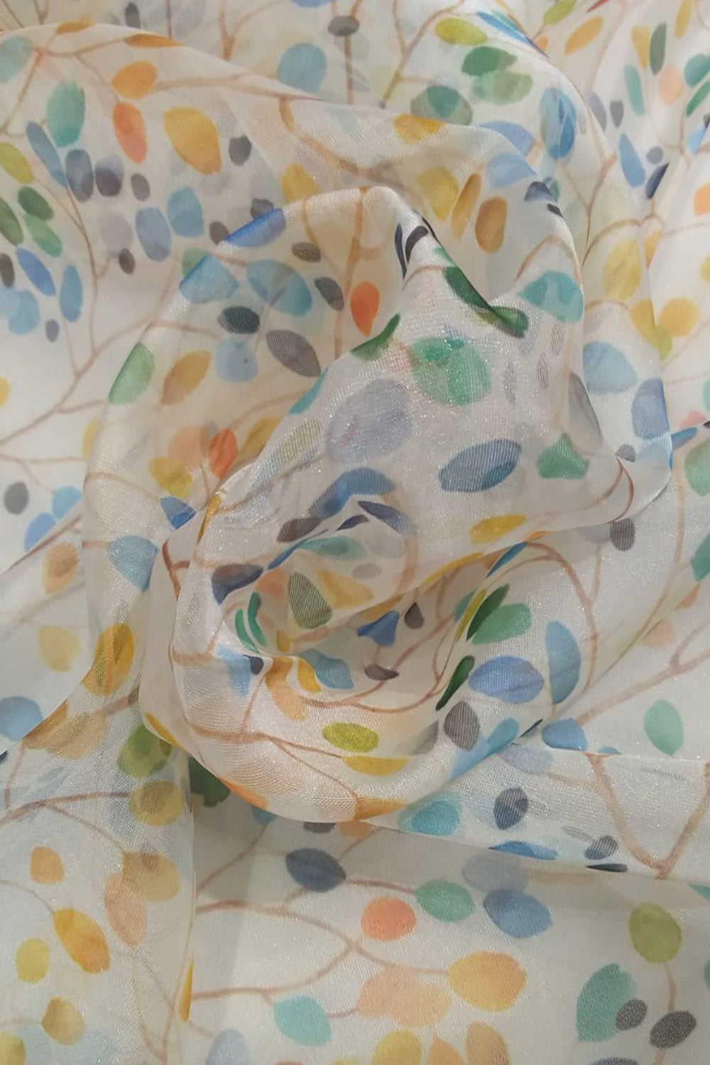 Multicolor Digital Printed Organza Silk Fabric ( 1 Mtr )