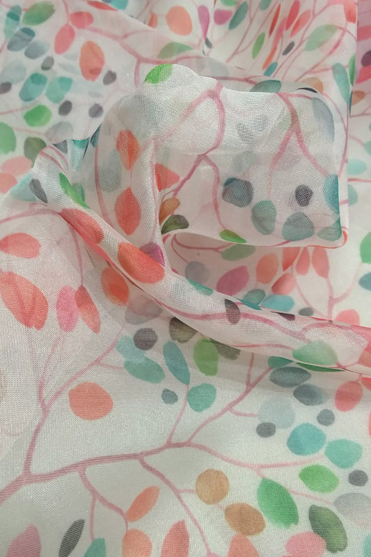Multicolor Digital Printed Organza Silk Fabric ( 1 Mtr ) - Luxurion World