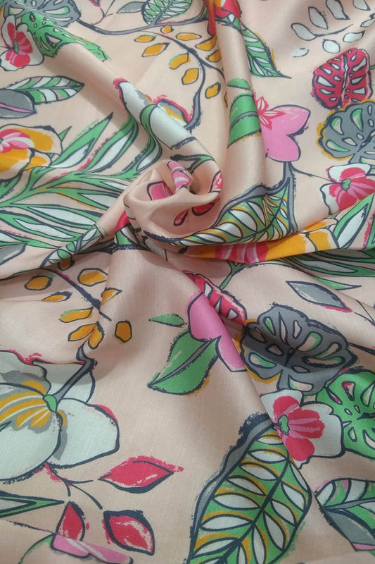 Multicolor Digital Printed Satin Dupion Fabric ( 1 Mtr ) - Luxurion World