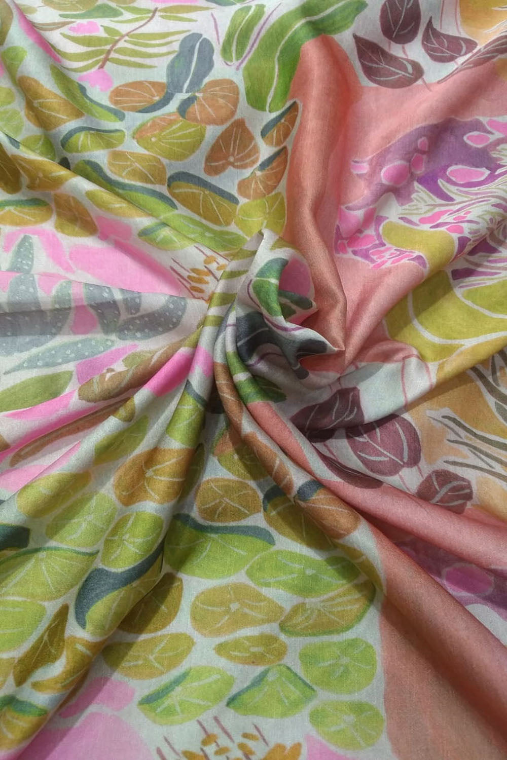 Multicolor Digital Printed Satin Dupion Fabric ( 1 Mtr ) - Luxurion World