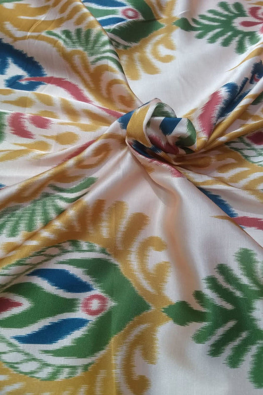 Multicolor Digital Printed Gajji Silk Fabric ( 1 Mtr )