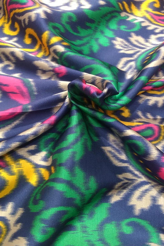 Multicolor Digital Printed Gajji Silk Fabric ( 1 Mtr ) - Luxurion World