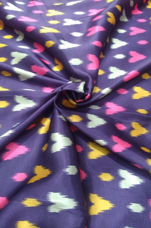 Purple Digital Printed Gajji Silk Fabric ( 1 Mtr ) - Luxurion World