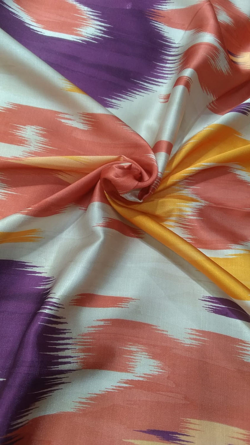 Multicolor Digital Printed Gajji Silk Fabric ( 1 Mtr )