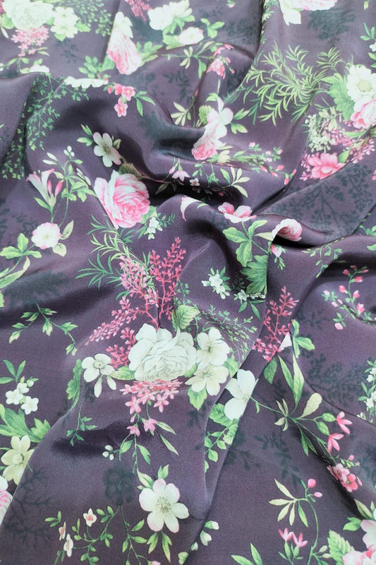 Vibrant Purple Crepe Fabric: Digital Print (1 Mtr)