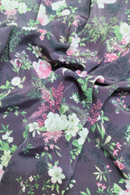 Vibrant Purple Crepe Fabric: Digital Print (1 Mtr) - Luxurion World