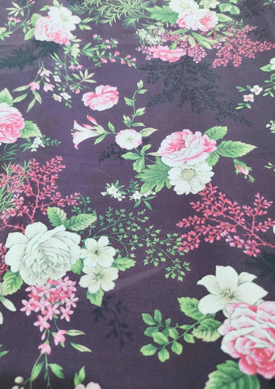 Vibrant Purple Crepe Fabric: Digital Print (1 Mtr) - Luxurion World