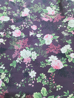 Vibrant Purple Crepe Fabric: Digital Print (1 Mtr) - Luxurion World