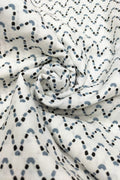 Stylish White Cotton Fabric with Digital Print - 1 Mtr Length - Luxurion World