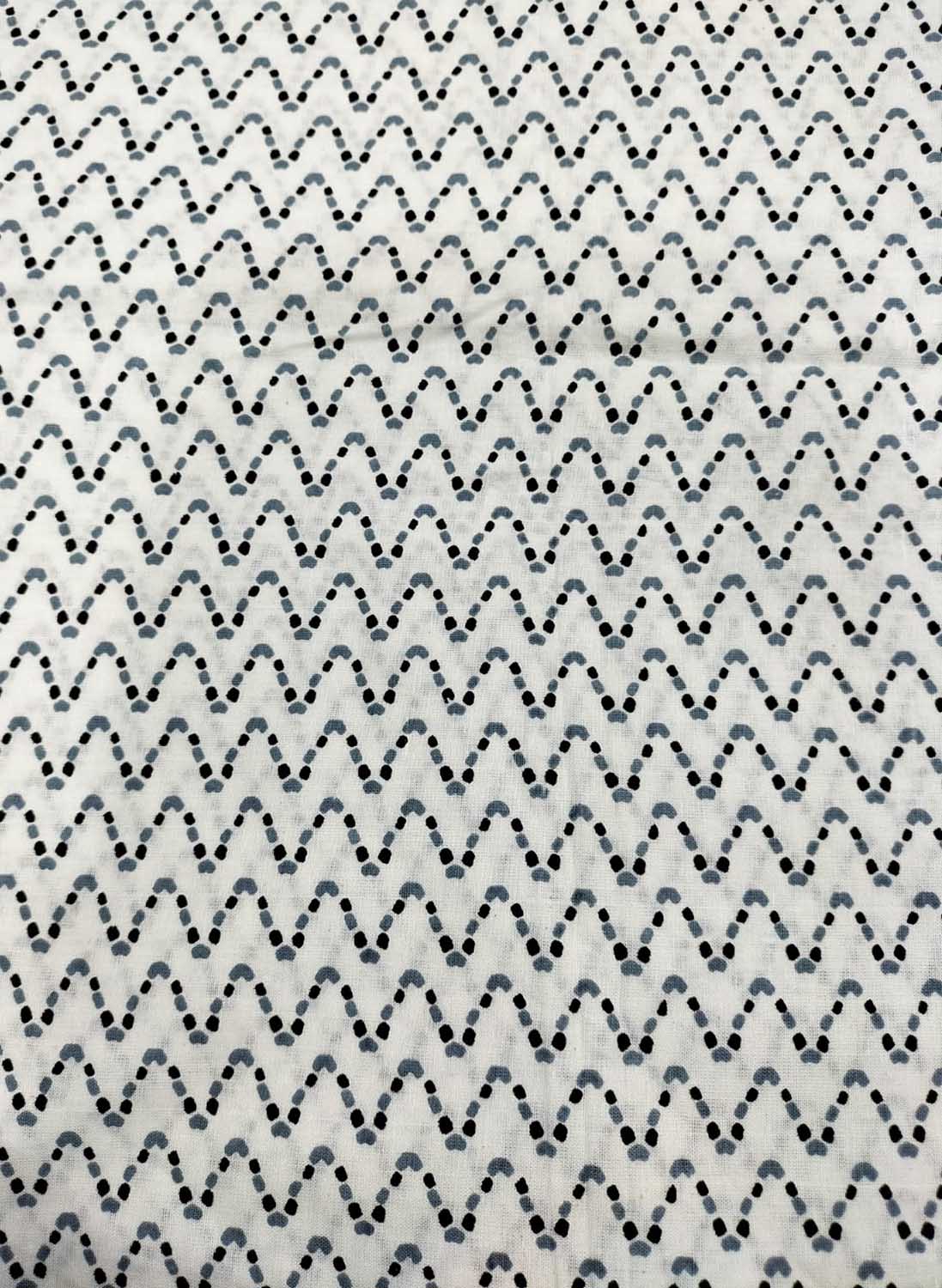 Stylish White Cotton Fabric with Digital Print - 1 Mtr Length - Luxurion World