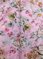 Stunning Pink Organza Fabric with Digital Print - 1 Mtr Length - Luxurion World